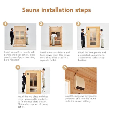 2024 Upgrade 2 Person Sauna, Low EMF 6 Heating Plate Infrared Physical Therapy Wooden Dry Steam Sauna with MP3 Auxiliary Connection, Dual Controls, Iron Shirt Wall Plate, Home Spa Day Use, Gift PioneerWorks