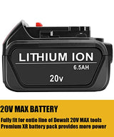 JYJZPB 2 Pack 6.5Ah Replace Battery Compatible for DeWalt 20V MAX Battery DCB200 DCB204 DCB206 DCB206-2 DCB201 DCB203 DCB181 DCB180 DCD/DCF/DCG 20 Volt XR Battery JYJZPB