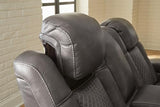 Signature Design by Ashley Fyne-Dyme Contemporary Power Reclining Loveseat with Console, USB Charging Ports and Adjustable Headrest, Gray Signature Design by Ashley