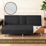 ZYXFYY 4 Pieces Click Clack Sofa Bed Cover 3 Seater, Quilted Convertible Folding Cover with 2 Removable Armrests and 1 Holders Covers (Black) ZYXFYY