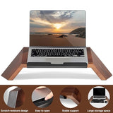 LifeSpan Fitness Ergonomic Wooden Laptop Stand, Desk Riser for 10-17.5" Laptops (19x9.5x3-6", Walnut) LifeSpan Fitness