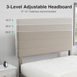 Novilla King Bed Frame and Headboard, King Bed Frame, Linen Upholstered Stripe Bed Frames, No Box Spring Needed, Heavy Duty Feet, Easy Assembly, Beige Novilla