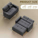 YITAHOME 55" Convertible Sofa Bed, 3-in-1 Pullout Sofa, Linen Sleeper Sofa with Reclining Backrest and Side Pocket, Modern Futon Couch for Living Room Bedroom Apartment, Grey YITAHOME