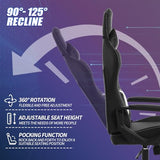 Gaming Chair Office Chair High-Back Ergonomic Video Game Chairs for Kids Teen Adult Height Adjustable Reclining Computer Chair with Lumbar Support Armrest Headrest Game Chair - White BSTOPHKL