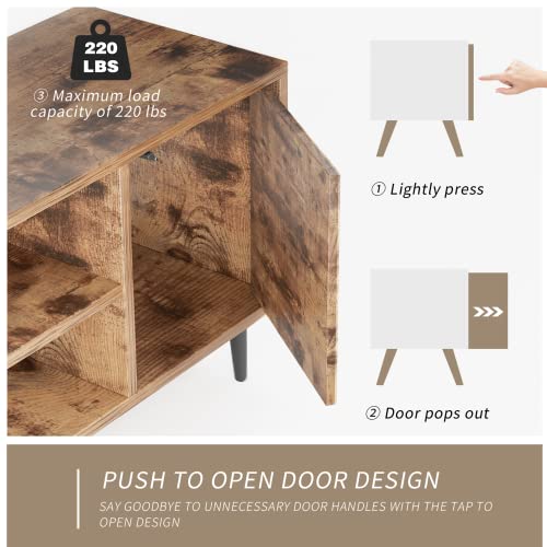 JUMMICO TV Stand for 65 Inch TV, Modern Entertainment Center with Storage Cabinet and Open Shelves, TV Console Table Media Cabinet for Living Room, Bedroom and Office (Rustic Brown) JUMMICO