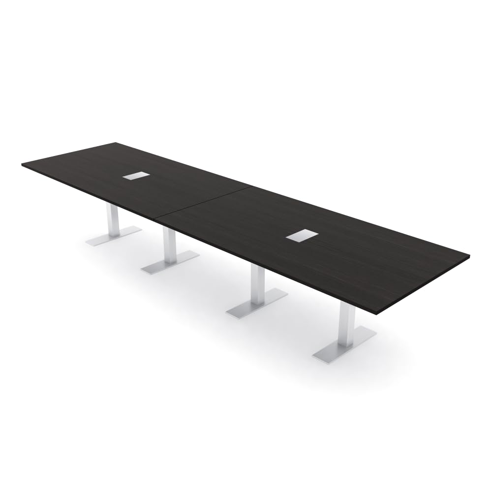 SKUTCHI DESIGNS INC. 14' Modular Rectangular Conference Table with Electric and Data | 14 Person Meeting Table | Harmony Series | Black Cypress SKUTCHI DESIGNS INC.