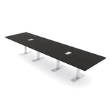 SKUTCHI DESIGNS INC. 14' Modular Rectangular Conference Table with Electric and Data | 14 Person Meeting Table | Harmony Series | Black Cypress SKUTCHI DESIGNS INC.