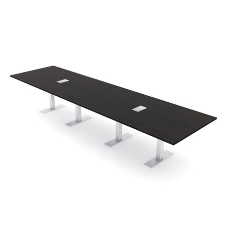 SKUTCHI DESIGNS INC. 14' Modular Rectangular Conference Table with Electric and Data | 14 Person Meeting Table | Harmony Series | Black Cypress SKUTCHI DESIGNS INC.