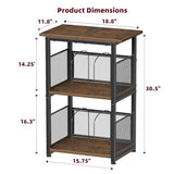 Simple Trending Record Player Stand, 3 Tiers Tall Side Table, Turntable Table with Vinyl Record Storage Up to 200 Albums, Rustic Brown Simple Trending