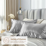 Pure Bedding Satin Pillowcase 2 Pack - Queen Size (20"x30", Grey) - Silky Pillow Cases for Hair and Skin - Satin Pillow Covers with Envelope Closure - Extra Soft Premium Microfiber Pure Bedding