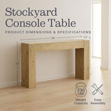 Alaterre Furniture Stockyard Solid Wood Console Table - 56 Inch Modern Farmhouse Entryway Table - Easy Assembly Living Room Furniture for Behind The Couch, Entryway, or Hallway (Light Oak) Alaterre Furniture