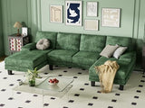YESHOMY Convertible Sectional Sofa Couch with Soft Modern Cotton Chenille Fabric for Living Room, Oversized Seats with Comfortable Backrest, Green YESHOMY