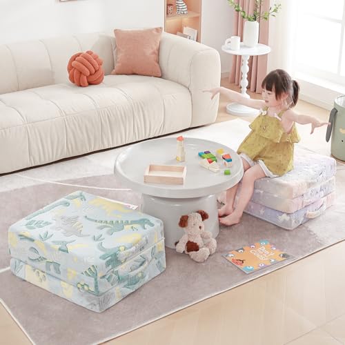 Givjoy Foldable Floor Mattress for Kids, Glow in The Dark Purple Horse Toddler Washable Folding Floor Mat for Nap Daycare, Child Trifold Futon Sofa Bed with Storage Bag for Playroom Girls and Boys Givjoy
