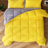APSMILE Reversible Full/Queen Bed Comforter - All-Season Down Alternative Comforter, Ultra-Soft Cloud Fluffy Microfiber Quilt Duvet, Illuminating Yellow/Ultimate Gray APSMILE