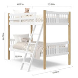 Storkcraft Caribou Bunk Bed Twin Over Twin Bunk Bed (White with Natural) - GREENGUARD Gold Certified, Converts to 2 Individual Beds STORKCRAFT