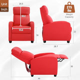 BestMassage | Recliner Chair | No Massage Function | Pu Red | with Lumbar Support, Adjustable Push Back, Wide Armrests, Footrest & Padded Seat | Easy Assembly | for Living Room, Home Theatre