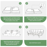 MUUEGM 71-Inch Futon Sofa Bed, Convertible Loveseat Sleeper | Modern Blue Linen Fabric | Adjustable Couch for Living Room & Small Spaces MUUEGM