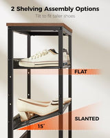 Pipishell 5-Tier Shoe Rack for Entryway and Small Spaces with Wooden Top & Metal Frames, Shoe Storage Organizer with Adjustable Storage Shelves, PISRB4 Pipishell