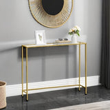VASAGLE Entryway Table, Console Table, Tempered Glass Tabletop, Modern Sofa Table, Easy Assembly, with Adjustable Feet, for Living Room, Entryway, Pale Gold and Transparent ULGT132A01 VASAGLE