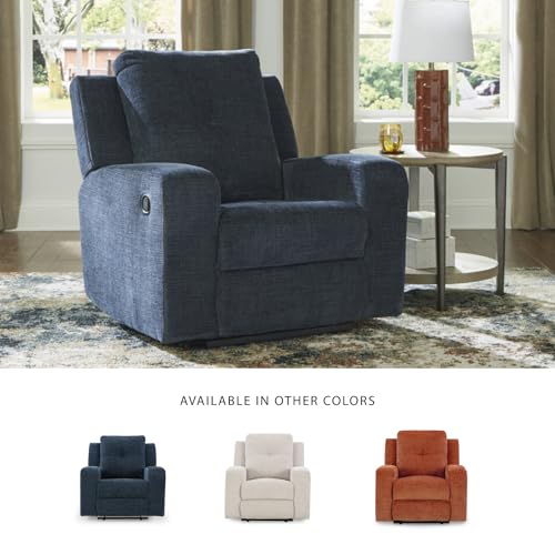 Signature Design by Ashley Danum Casual Manual Tufted Wall Hugger Recliner with Track Arms, Blue