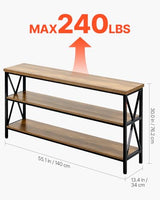 VEVOR Narrow Console Table, 55 Inch Entryway Table, 3-Tier Long Hallway Table, Sofa Table with Metal Frame, Console Tables for Entryway, Hallway, Living Room & Bedroom VEVOR