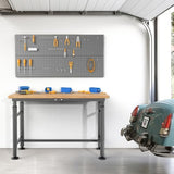 WALMANN Heavy Duty Adjustable Height Workbench 47.75" x 23.25", Rubber Wood Top Work Table for Garage, Workshop, 2000 lbs Load Capacity WALMANN