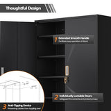 VINGLI Large Metal Storage Cabinet with 2 Doors and 5 Adjustable Shelves, Upgraded Height & Wide & Deep, 43''W x 20''D x 72''H, Oversized Garage Storage Cabinet with Wheels and Locks (Black) VINGLI