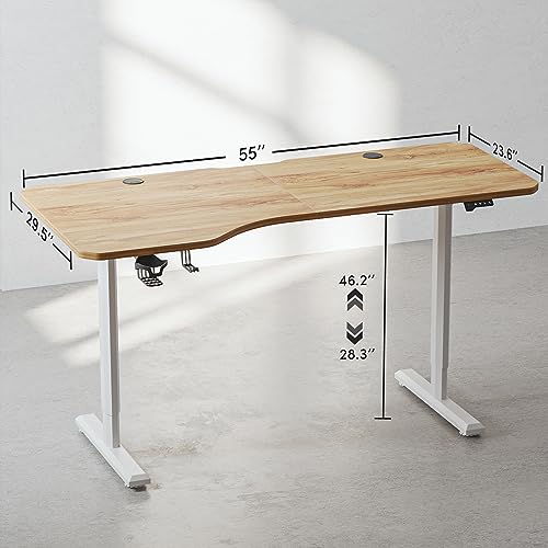 FEZIBO Height Adjustable Electric Standing Desk, 63 x 24 Inches Stand up Table, Sit Stand Home Office Desk with Splice Board, LightRusticbrown FEZIBO