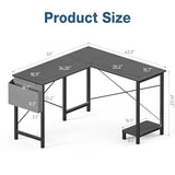 OLIXIS L Shaped Desk, 50-Inch Office Computer Gaming Desks Corner PC Table with Side Bag and Reversible Shelf for Home Work Study Writing Black OLIXIS