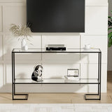 Cozy Castle 52" Entryway Table, 2-Tier Narrow Console Table, Tempered Glass Sofa Table with Metal Frame, Entry Table with Shelves, Console Tables for Entryway, Hallway, Foyer, Living Room, Black Cozy Castle