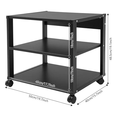 lxrnqcey 3-Tier AV Media Stand, Audio-Video Media Stand with Wheels, Stereo Cabinet, Modern Stereo Cabine, Game Console Shelf, Corner Shelf for Record Player Audio Rack Tower (3-Tier) lxrnqcey