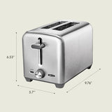 bella Stainless Steel 2 Slice Toaster with Extra Wide Slots & Removable Crumb Tray, 6 Browning Options, Auto Shut Off & Reheat Function, Toast Bread, Bagel & Waffle BELLA