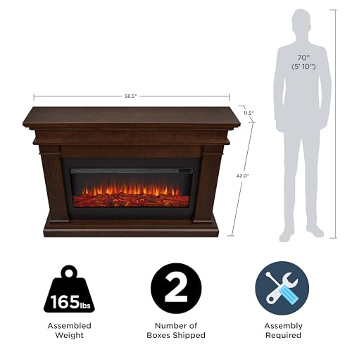 Real Flame Beau 59" Landscape Electric Fireplace with Mantel for Living Room or Bedroom, Replaceable Fireplace Insert Heater, Realistic Log and Flame Effect, Remote Control, Timer Real Flame