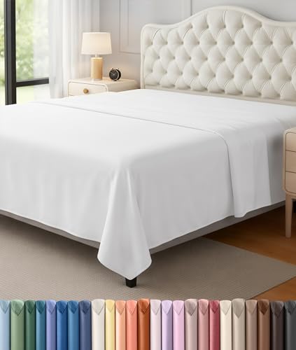 Utopia Bedding Flat Sheet - Soft Brushed Microfiber Fabric - Shrinkage & Fade Resistant Top Sheet - Easy Care - 1 Flat Sheet Only (King, White) Utopia Bedding