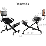 Kneeling Chair with Back Support Ergonomic for Office,Adjustable Stool with Angled Seat for Better Posture,Thick Comfortable Cushions,Black SITSEATSEE