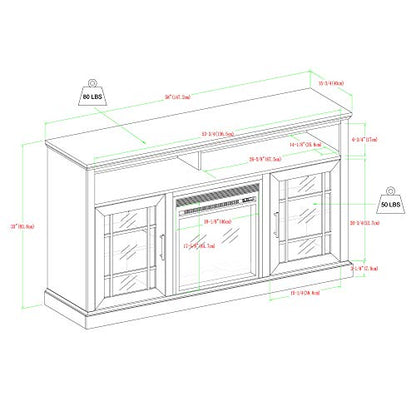 Walker Edison Hoxton Classic 2 Glass Door Fireplace Stand for TVs up to 65 Inches, 58 Inch, Dark Walnut - WoodArtSupply
