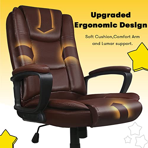 OFIKA Home Office Chair, 400LBS Big and Tall Chair Heavy Duty Design, Ergonomic High Back Cushion Lumbar Back Support, Computer Desk Chair, Adjustable Executive Leather Chair with Armrest OFIKA