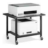 niffgaff Printer Stand with Lockable Wheels, 2-Tier Rolling Printer Cart with Storage Shelf, Compact Wood & Metal Printer Table for Home Office, Black, 20.1'' ×15.4'' ×14.6''