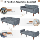 Zevemomo Futon Sofa Bed Leather Futon Couch Loveseat, Convertible Recliner Lounge with Adjustable Backrest, Foam and Spring Cushions for Living Room Apartment Office, PU Leather, Dark Gray Zevemomo