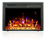 23" Electric Fireplaces Inserts, Recessed Fireplace Heater with Thermostat, 5 Flame&Fuel Bed Brightness,Timer VINEMOUNT