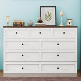 Harper & Bright Designs Full Size Murphy Bed, Wooden Full Murphy Bed Frame with Charging Station and Large Storage Drawer for Home Office/Small Room, White+Walnut Harper & Bright Designs