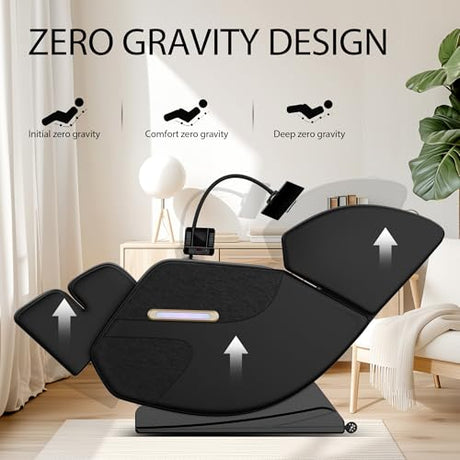 AYJOIR 2025 Massage Chair Full Body Massage Chair with Zero Gravity, Extended Footrest, SL Track, Yoga Stretch, Foot Rollers, and Heating Comfort (Black) AYJOIR