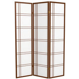 Red Lantern 6 ft. Tall Double Cross Shoji Screen - Walnut - 3 Panels Red Lantern