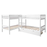 Harper & Bright Designs Twin L-Shaped Bunk Bed with Storage Drawers, Wooden Bunk Bed for 4, White Harper & Bright Designs