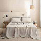 Simple&Opulence 100% Linen Sheet Set 4pcs Basic Style, Deep Pocket, Natural French Washed Flax Solid Color Soft Breathable Bed Sheets - Linen, Queen Simple&Opulence