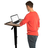 Over Bed Table Pneumatic Adjustable Height Stand Desk with Hidden Wheels USB Ports Pad Slot Mobile Laptop Standing Desk Cart, Podium Table (Walnut, 32X16 inshes) Usumairu