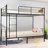 MuLu Evo Bunk Bed,Bunk Bed for Kids TeensAdults,Bunk Bed Twin Over Twin with Ladders and Guardrail,Sturdy Literas Heavy Duty Metal Slats,400 lbs Capacity,No Spring Box Required,Black MuLu Evo