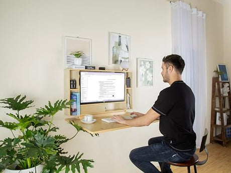ARROWSTONE SKEENA Wall-Mounted Desk - Floating Folding Desk with Storage, Space-Saving Design for Home Office (36") ARROWSTONE