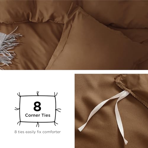 Bedsure Duvet Cover Queen Size - Soft Double Brushed Bedding Set for Kids & Adults, Zipper Closure, 3 Pieces, Includes 1 Duvet Cover (90"x90") & 2 Pillow Shams, NO Comforter, Brown