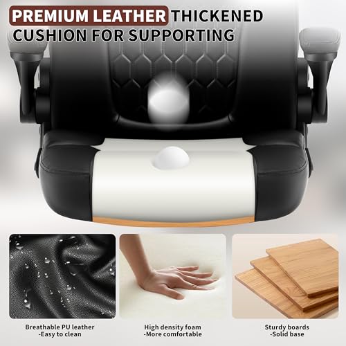 Nexthro Executive Office Chair PU,Leather Office Chair with Wheels,360° Swivel Rolling Chair with Padded Arms,Ergonomic Computer Chair with Lumbar Support for Short People Use(Black) Nexthro